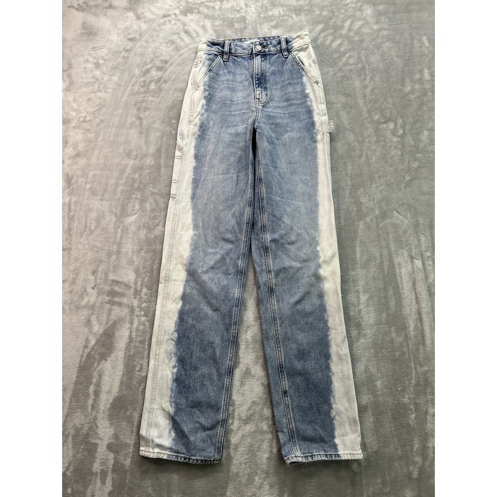 Pacsun Jeans Women Sz 24 Blue 90's Boyfriend Carpenter 2 Tone Surf Beach Walking